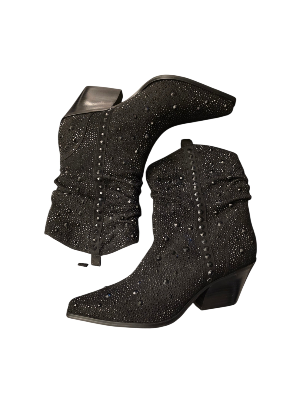 Jessica Simpson Black Studded Slouchy Western Ankle Boots